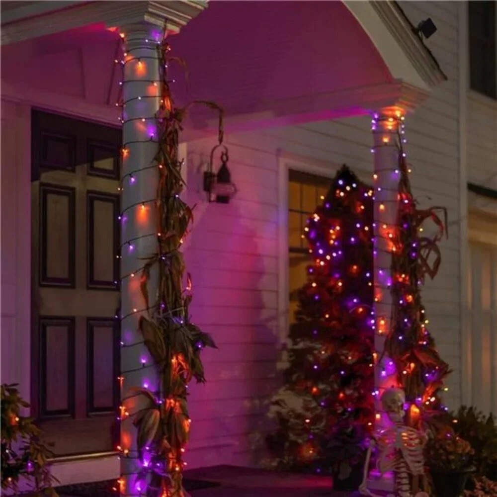 2Pack Total 400LED 132FT Halloween Solar String Outdoor Lights,8Modes Waterproof